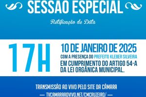 Retificação de data - Sessão Especial 10/01/2025